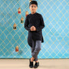 Black Stylish Kurta With Grey Pajama Set For Son