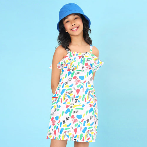 Sleeveless Ruffle Girls Dress with Pocket