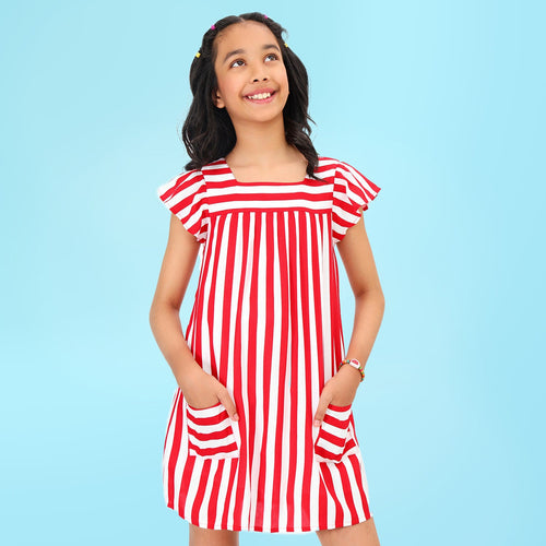 Spripes with Pocket Girls Dress