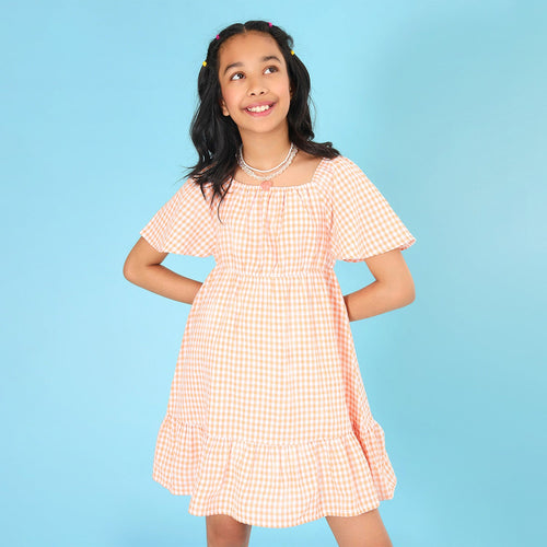 Checks Flar Girls Dress