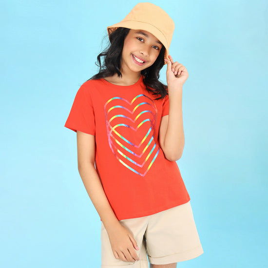 Heart Printed Girls Tshirt