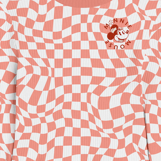 Girls Printed Checks Rib Tshirt