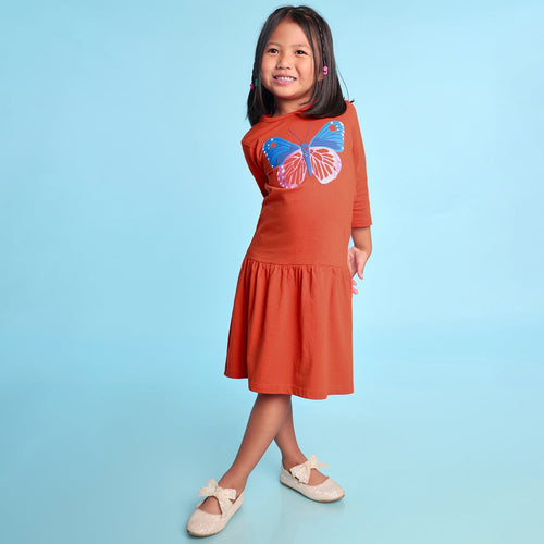Butterfly Printed Girls Dress