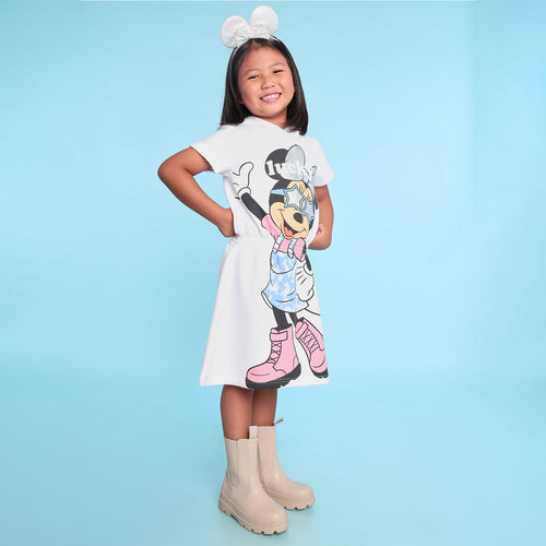 Mini Mouse Printed Hooded Girls Dress