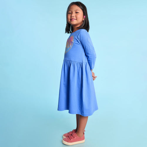 Rainbow Heart Printed Girls Dress