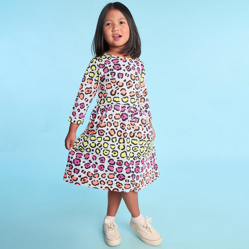 MultiColor Printed Girls Dress