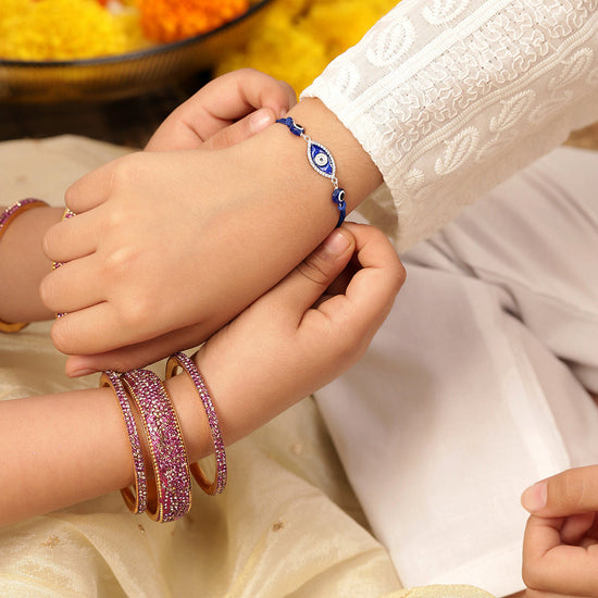 925 Silver-enamel evil eye Rakhi for Kids