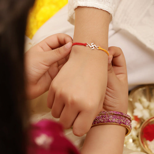925 Silver-Swastik Rakhi for Kids
