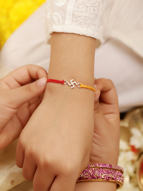 925 Silver-Swastik Rakhi for Kids