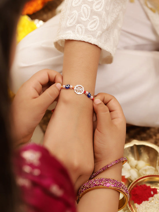 925 Silver-Ram & Evil Eye Rakhi for Kids
