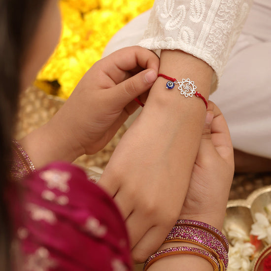 925 Silver-Swastik evil eye Rakhi for Kids