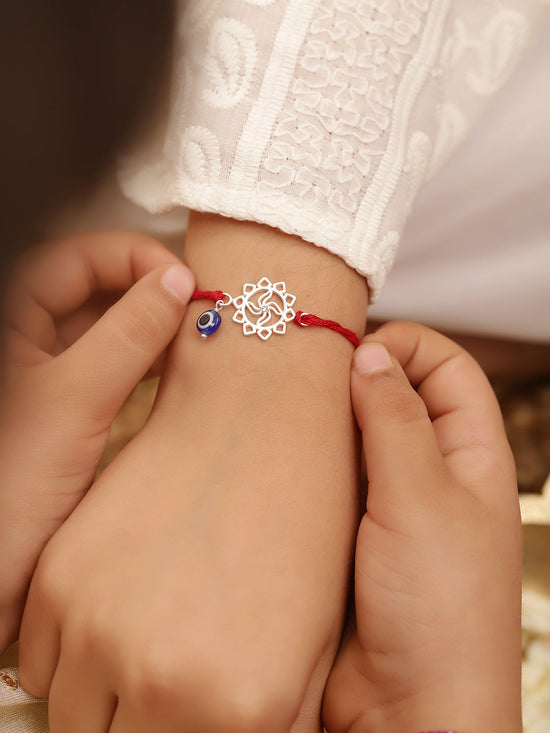 925 Silver-Swastik evil eye Rakhi for Kids