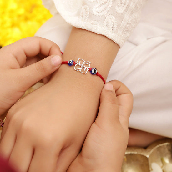 925 Silver-Swastik evil eye Rakhi for Kids