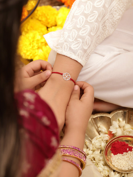 925 Silver-Swastik Rakhi for Kids