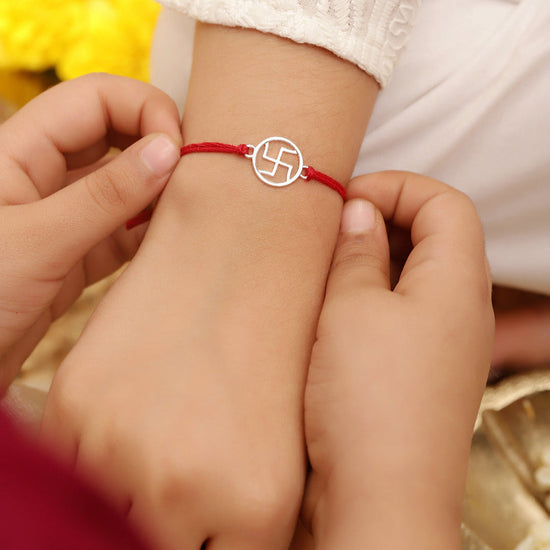 925 Silver-Swastik Rakhi for Kids