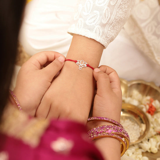 925 Silver-lotus Rakhi for Kids