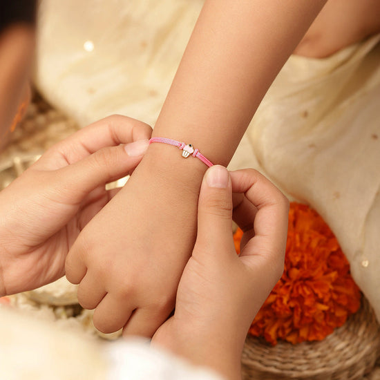 925 Silver-enamel cupcake Rakhi for Kids