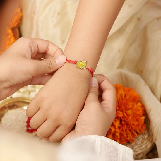 925 Silver-Enamel elephant Rakhi for Kids