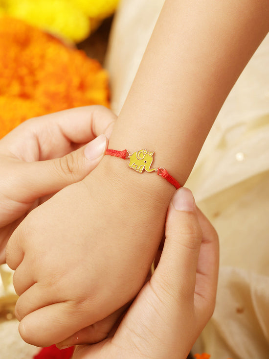 925 Silver-Enamel elephant Rakhi for Kids
