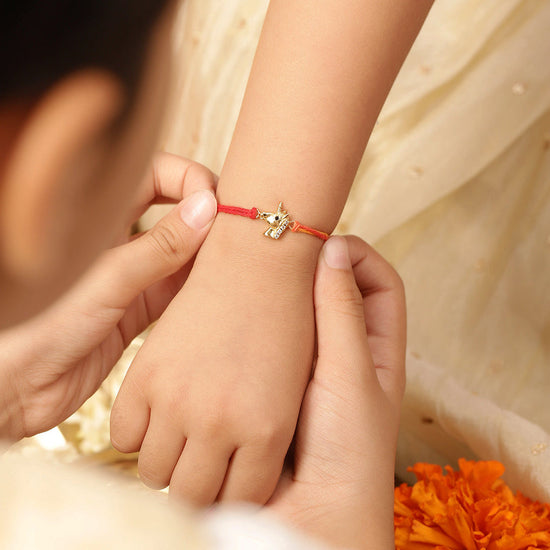 925 Silver-Unicorn Rakhi for Kids in Cubic Zirconia