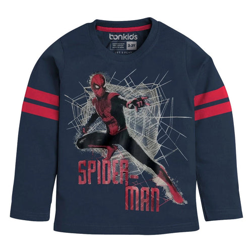 Spiderman Navy Full Sleeve Boys Tshirt