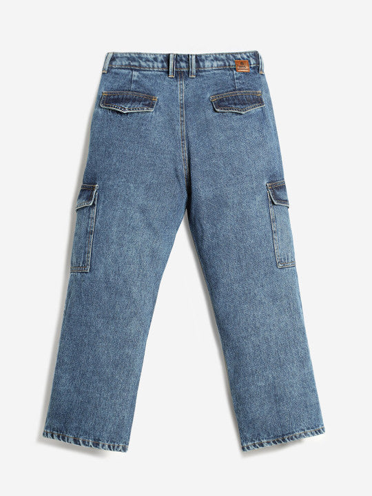 Girls Jean Clean Look Mid-Rise Heavy Fade Cotton Jeans