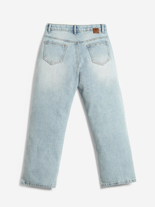 Girls Jean Heavy Fade Clean Look Cotton Jeans