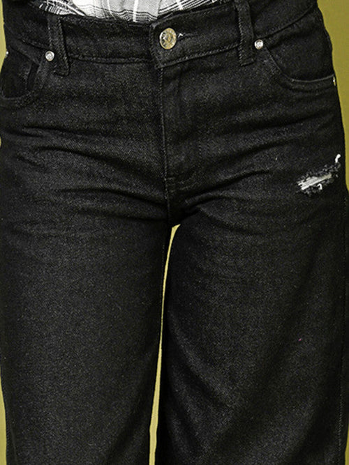 Girls Cotton Slash Knee Jeans
