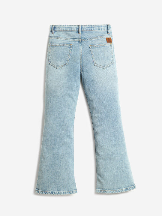 Girls Jean Mid-Rise Light Fade Cotton Jeans