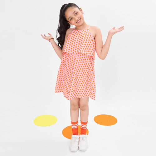 Printed Pink Girls Dress