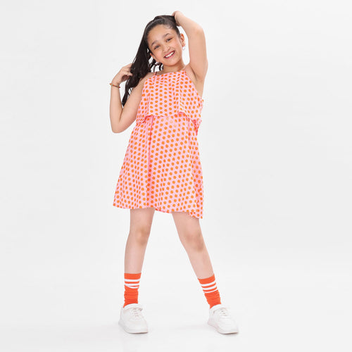 Printed Pink Girls Dress