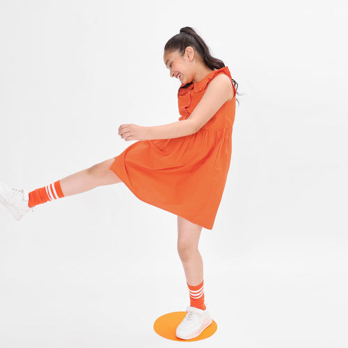 Girls Solid Peterpam Color Casual Cotton Dress