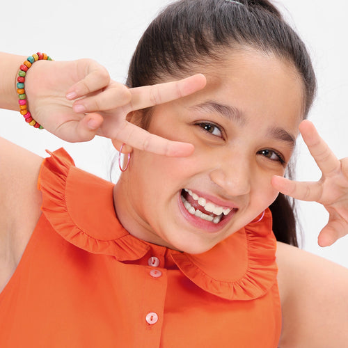 Girls Solid Peterpam Color Casual Cotton Dress