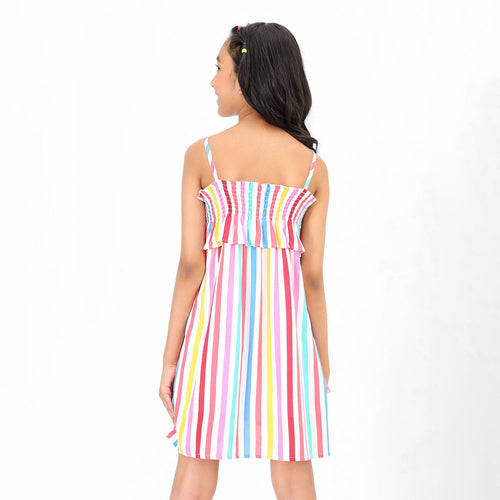 Stripes Printed Girls Dress