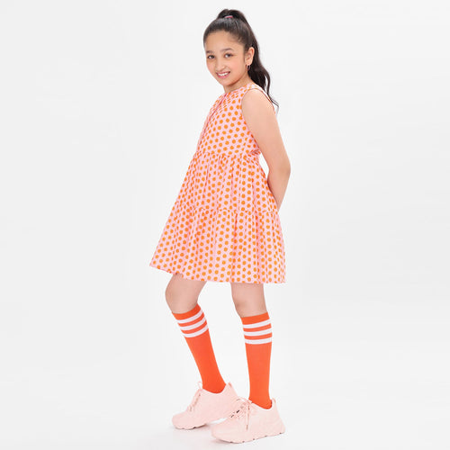 Dot Printed Pink Girls Dress