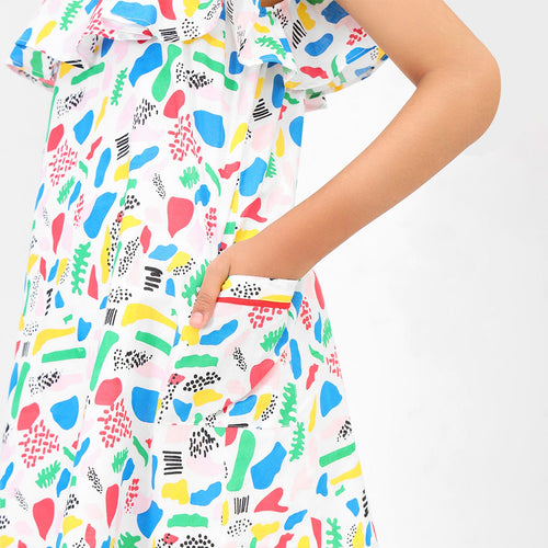 Sleeveless Ruffle Girls Dress with Pocket