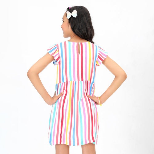 Stripes Printed Girls Dress
