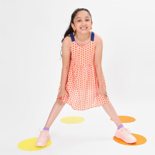 Dot Printed Pink Girls Dress