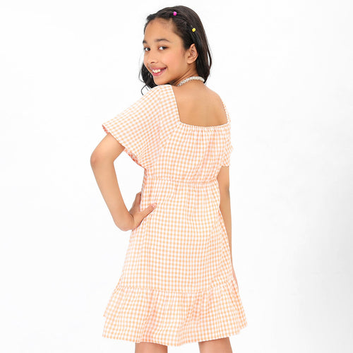 Checks Flar Girls Dress