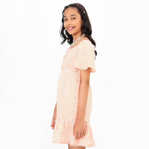 Checks Flar Girls Dress