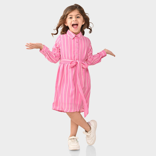 Girls Pink Shirt Dress
