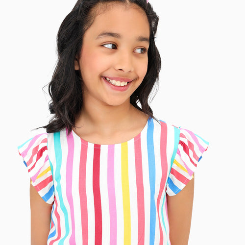 Stripes Printed Girls Dress
