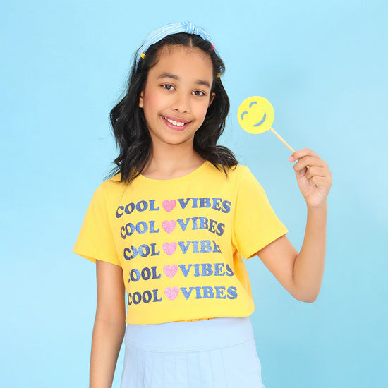 Cool Vibes Yellow Girls Tshirt