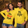 Mr Right Mrs Always Right Matching Yellow Couple Hoodie