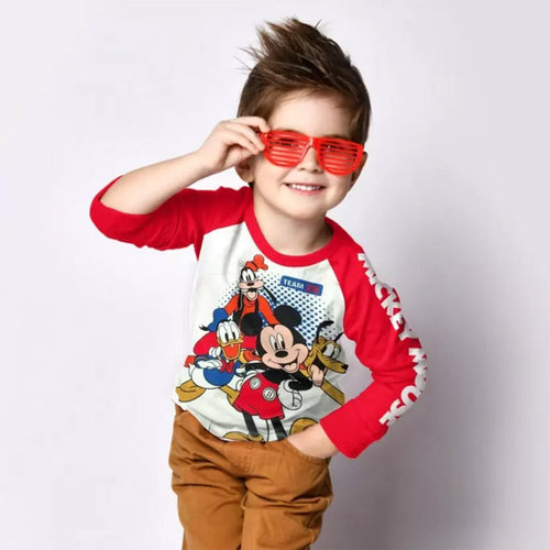 Mickey Red Full Sleeve Boys T-SHIRT