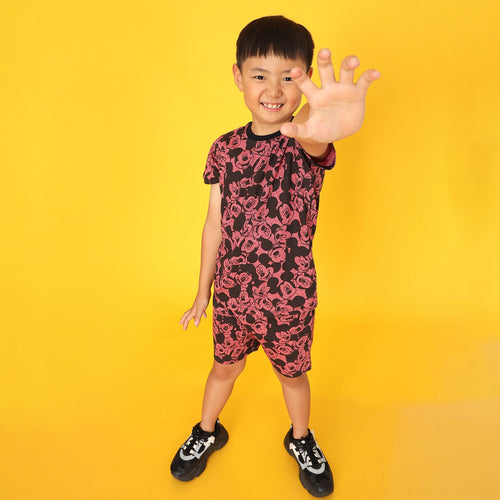 Mickey Maroon Boys Printed Jersey Sets