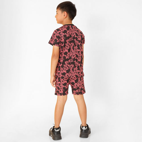 Mickey Maroon Boys Printed Jersey Sets