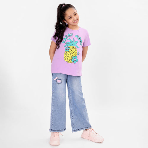 Girls Regular Fit Print Cotton Tshirt