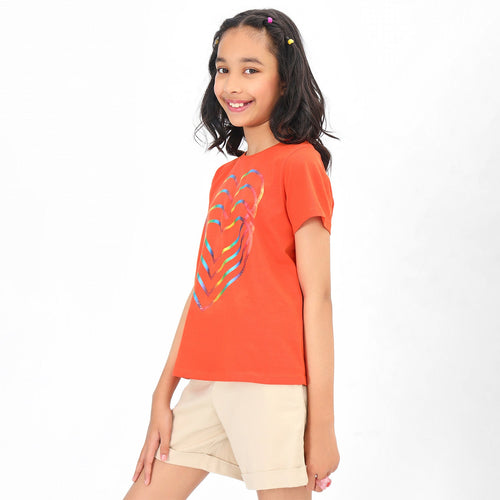 Heart Printed Girls Tshirt