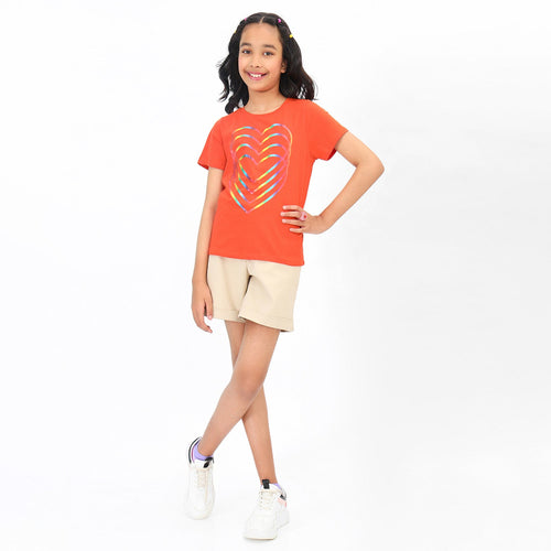 Heart Printed Girls Tshirt